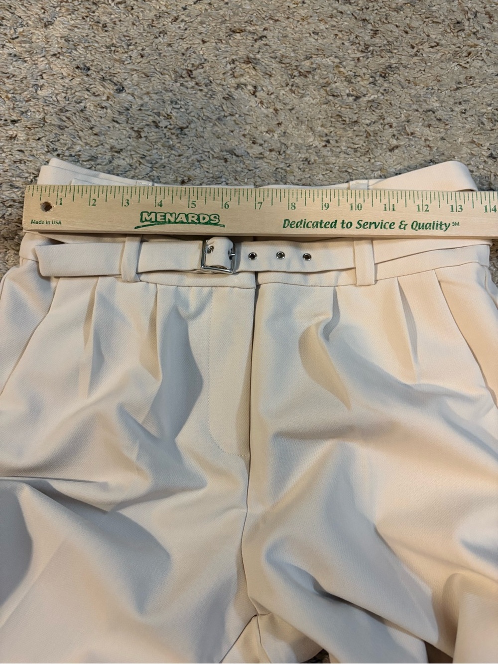 Amanda Uprichard Cream High-Rise Wide Leg Trousers w/ Double Belt Detail Size S - Picture 10 of 12
